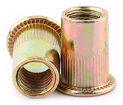 Tuerca insertada de cabeza plana de acero al carbono, kit de surtido de tuercas de remache Rivnut, M3/M4/M5/M6/M8/M10/M12(M3-100 piezas)