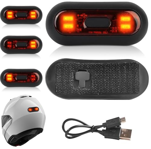Riloer Luci bicicletta led ricaricabili usb, Luce LED Notturna del Casco Moto, impermeabile,Universale Luce di Avvertimento del Segnale di Sicurezza del Nastro del Ciclismo con 3 Modalità Flash