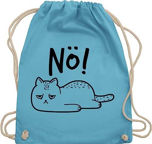 Turnbeutel Rucksack - Taschen - Nö Katze I Lustiges Katzenmotiv I Geschenk Katzenbesitzer I Katzenfan - Unisize - Hellblau - katzenfans geschenke tasche mit sprüche katzen cat beutel motive