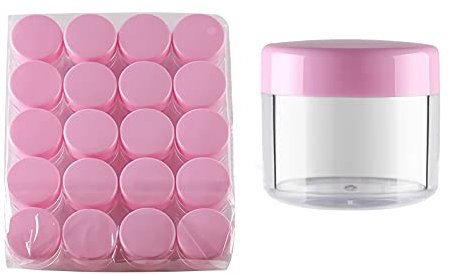 TIANZD 20 Stück Leere Transparent Acryl Dose 20 ml Kleine Leerdose Plastikdose Schraubdose Kosmetikdose mit Rosa Schraub-Deckel Blechdosen für Nailart Lippenbalsam Kosmetische Behälter