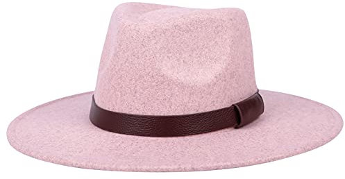 FEOYA Fedora Hut Damen Rosa Breitkrempe Filzhut Panama Hut Mafia Gangster 1920s Gatsby Kostüm Accessoires