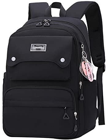 SellerFun Teen Girls Casual Backpack High Middle School Daypack Women Daily Travel Laptop Bag(A Black,29 Liters)