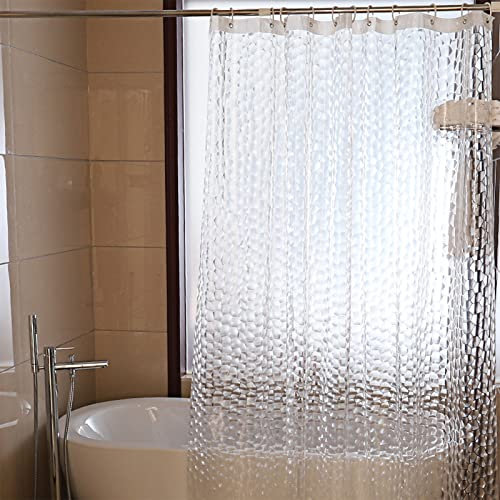 Gvolatee Cortina de Ducha Antimoho 180 X 200 cm, 3D Cubo de Agua Semitransparente Espesas EVA Lavable Cortinas de Baño con 12 Ganchos, Impermeable Antibacteriano Secado Rápido, para Bañera (Blanca)