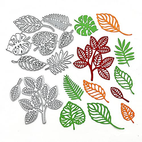 Metal 9pcs Spring Leaves Die Cuts, Autumn Fall Foliage Leaf Cutting Die DIY Crafts Template Mould Stencils For DIY Embossing Card Making Album Decorative Paper Scrapbooking