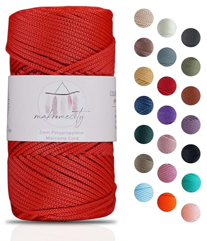 Makromecity makramégarn 2 mm x 115 m premium polyester makramérep polypropylen garn för hantverk heminredning platsplatta axelväska handväska löpare nappkedja 20 färger