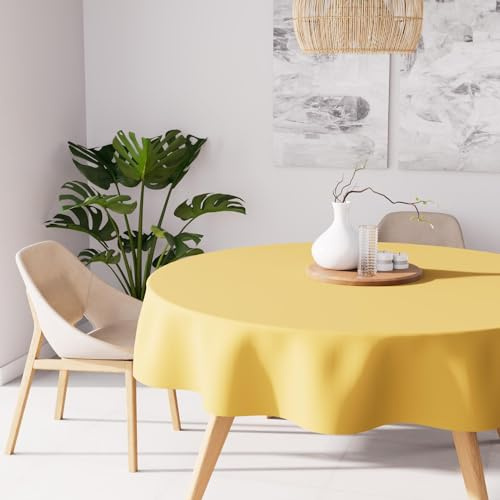 Soleil d'ocre Rund fläckbeständig duk, 180 cm, Alix, lysande gul