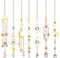Lot de 7 carillons en cristal attrape-soleil, étoile, lune, arc-en-ciel, boules de cristal pour fenêtre, maison, jardin, Noël, fête, mariage