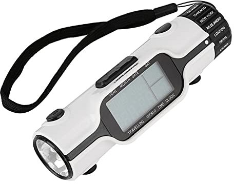 Glomora Weltzeit-Reiseuhr, Weltzeituhr Mit Reisealarm Und Taschenlampe, Batteriebetriebene Digitale Uhr Mit Mehreren Zeitzonen, Thermometerfunktion Für Abenteurer