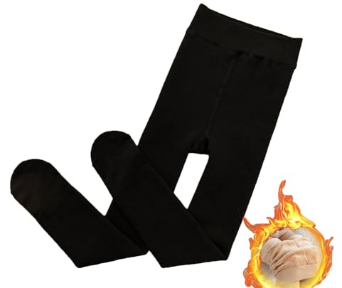 Yeeteepot Niña Cálido Leggings Invierno Medias Negro Plus Terciopelo M