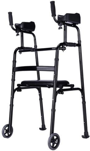 Joyfitness Gehbock mit Rollen Klappbar mit Armlehnen-Stützpolster, höhenverstellbar,Gehbock für ältere Menschen mit Unterarmstütze und Sitz, Gehhilfe für ältere Menschen