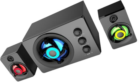 KONTONTY Portable Speaker Soundbar Led Effects Wooden Material for Pure Sound Tv Computer Compatible