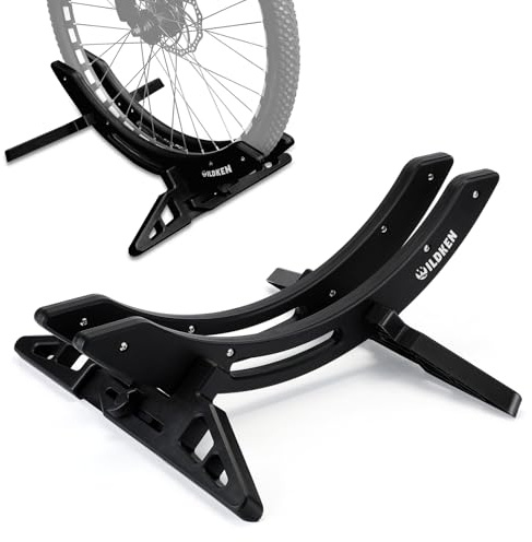 WILDKEN Bike Stand, Bike Stand Floor for Home/Garage Adjustable Bicycle Stand Bike Parking Rack Fit Road Bike, Mountain Bike, MTB, BMX, Commuter Bike, Kids Bike, Scooter (Black)