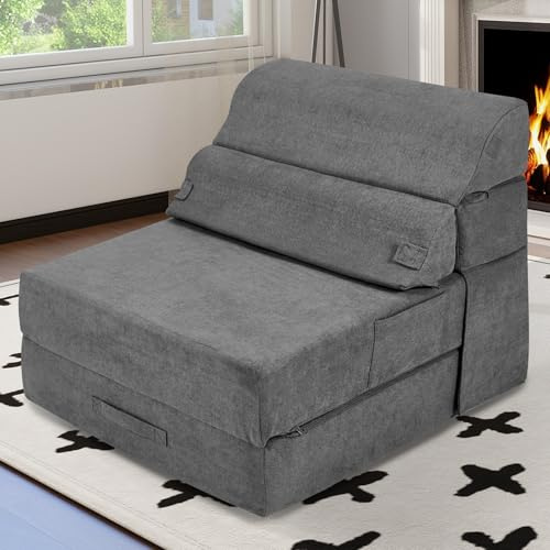 LitaiL Comfy Folding Sofa Bed - Foldable Sofa Bed for Adults, Convertible Sleeper Sofa Fold Out Sleeper Chair Couch for Living Room Bedroom Guest, Floor Chair Lounger Mattress with Back Support