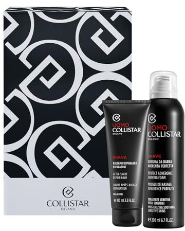 Collistar Herren Geschenkset, Rasierschaum 200 ml + Aftershave Balsam 100 ml, Rasur Geschenkset, Empfindliche Haut, Feuchtigkeitsspendend und Beruhigend, Ohne Alkohol