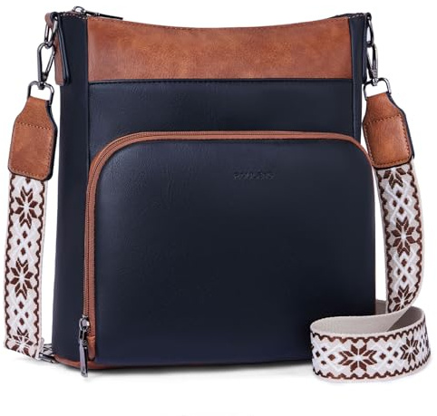 Roulens Crossbody Bags for Women,Soft Vegan Leather Medium Shoulder Handbags Travel Purse with Front Zipper Wallet Pocket