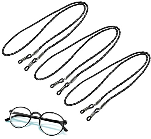 3 Pcs Glasses Strap For Men And Women, Fabric Glasses Strap, Nickel-Free Glasses Straps, Sunglasses Chain Glasses String Around Neck, Sunglasses Strap & String For Glasses Spectacles Cord (Black)