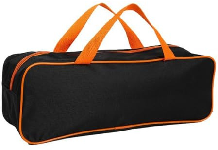 Hosoncovy Multifunctional Barbecue Tools Storage Bag BBQ Tools Carrying Case Camping Tent Accessories Cookware Utensils Organizer (Black and Orange, L)