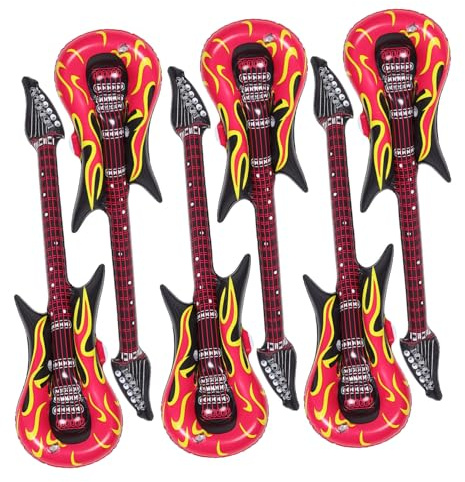 Gogogmee 6 pezzi Chitarre Gonfiabili in PVC per Giochi Divertenti per Feste in Piscina e Spiaggia Strumenti Musicali Gonfiabili Riutilizzabili e Facili da Gonfiare Decorazioni per Party