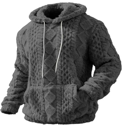Générique Sweat à Capuche Homme Chaud Doux Sweatshirt en Peluche avec Poche Pull à Manches Longues Pullovers Décontracté Streetwear Confortable pour Hiver Travail Maison Quotidien