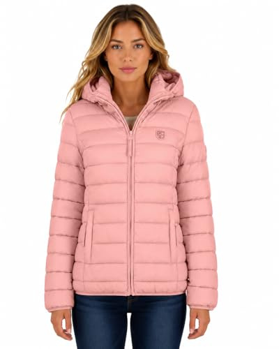 Geographical Norway Atikotal Lady Hood doudoune femme fine matelassée à capuche – blouson léger zippé avec poches latérales, badge poitrine et manche, veste mi-saison casual