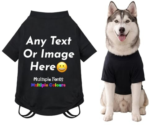 Personalised Dog T-Shirt Custom Pet Shirt with Text Logo Image Name Print Breathable Summer Clothing for Puppy Blk S