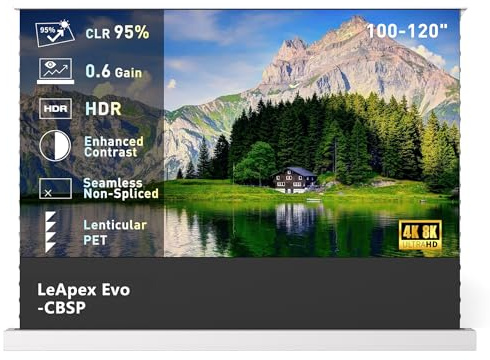 WUPRO LeApex EVO Pantalla Proyector Motorizada de Suelo 100 Pulgadas, Pantalla Electrica ALR CLR, 95% Rechazo de Luz Ambiental, Visible Incluso de Día, para Proyector UST, 4K/8K UHD, Home Cinema