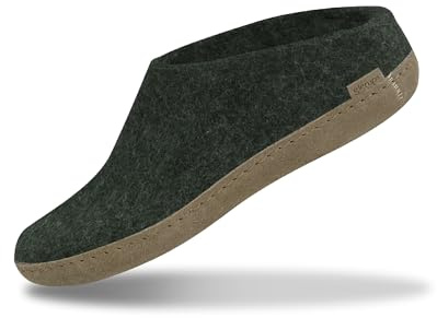 Glerups 100% quality wool mix Slipper with leather sole - Unisex Slip-on - Charcoal