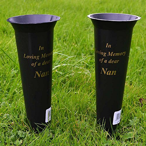 Angraves Set of 2 Nan In Loving Memory Spiked Memorial Grave Flower Vases