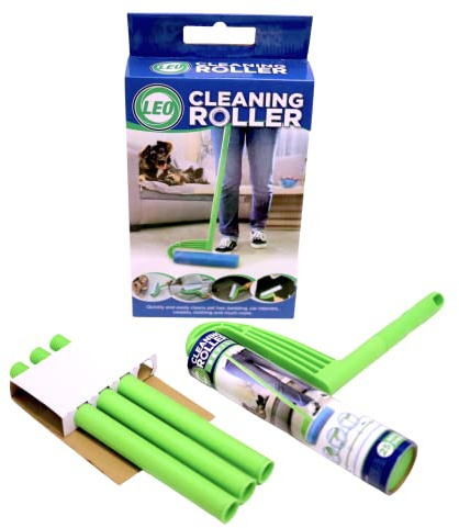 Leo Large 10-Inch Wide Lint Roller Refills 25 Sheets with extendable Handle to 45 inch for Lint Removers Household Cleaning Easily Remove Pet Hair Dust and Debris from Floors Carpets and Furniture