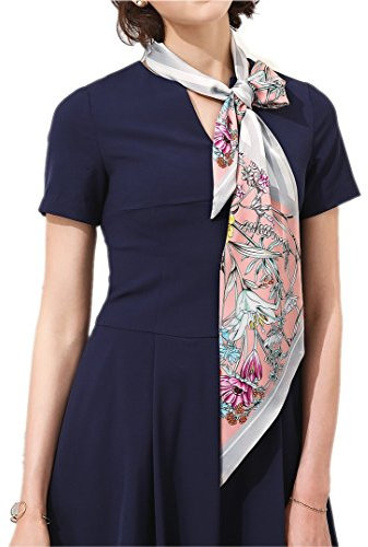 Prettystern Gemusterter Damen 2-lagig Skinny Schmaler Seidenschal Frühling Sommer Tuch Seidenband Krawattenschal M5