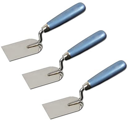 3er Set DEWEPRO Gipserspachtel 60 mm - Edelstahl-Stuckateurspachtel, 6cm Breite - Handlicher Holzgriff - Profi Qualität