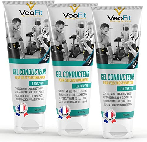 VeoFit Gel Conducteur Electrostimulateur 250mL x3 Eucalyptus Made in France pour Ceinture Abdominale electrostimulation Contact…