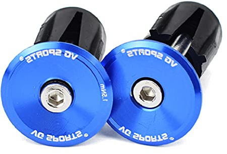 Azarxis Tapones de Extremo de Barra de Bicicleta 2 Pcs Tapas de Manillar Aleación de Aluminio para la Mayoría de las Bicicletas de Carretera BMX (Azul - 23,5 mm - 2 pcs)
