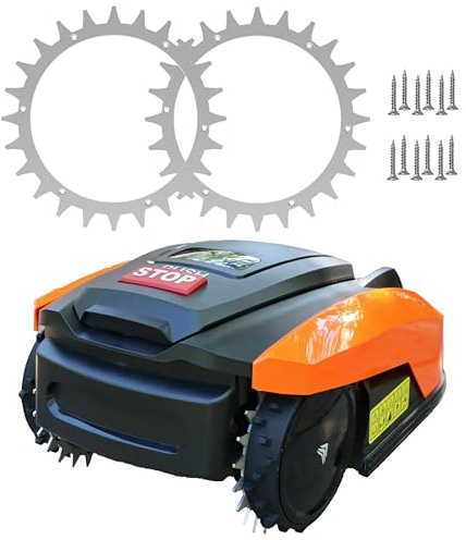 ROBO CLAWS Spikes für Yardforce Mähroboter (Classic, SA, NX, X, SE & MB Serien) – mehr Traktion & Grip bei Nässe – inkl. Schrauben - (3mm Aluminium)