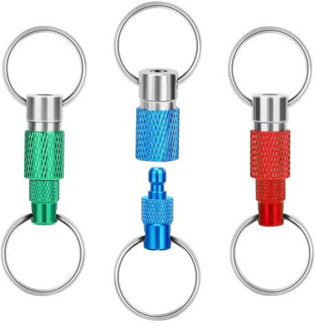 Linkstyle Schlüsselanhänger Abnehmbarer, Schnellverschluss Schlüsselbund, Schlüsselringe Pull Auseinander Metall Doppel Geteilt Schlüsselring für Home Auto Zubehör Schloss Halter, 3 Stück