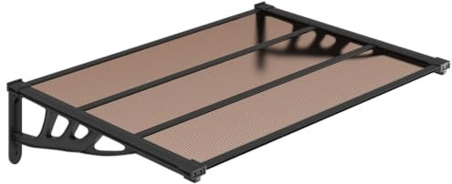 vidaXL Auvent de Porte, Auvent Marquise d'Entrée Résistante aux Intempéries, Auvent de Porche, Abri Protection contre la Pluie, Noir 122x90 cm Polycarbonate