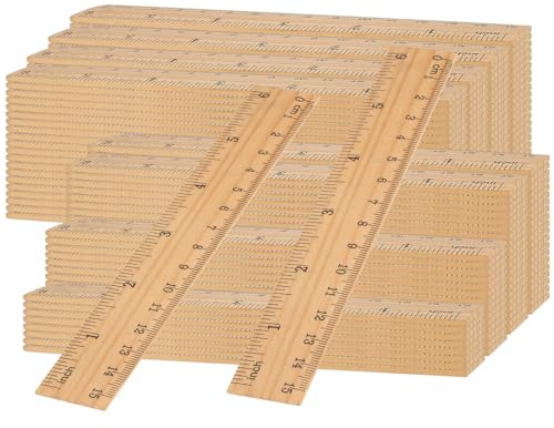 MUKCHAP Lot de 144 règles en bois de 15 cm avec 2 échelles, règles plates et droites pour mesures