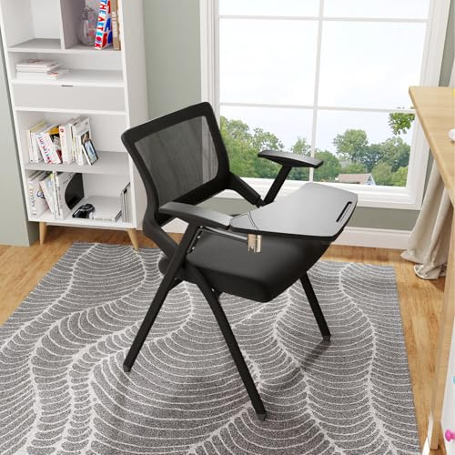 Chleby 1 Pieza Sillas Plegables Tapizadas en Tela Silla de Oficina Plegable con Bandeja Silla de Comedor Plegable Cómodas Sillas Plegables para Cocina Interior Exterior Oficina Negro