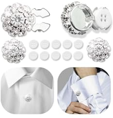 Pearly Jun Set de 4 Boutons en Strass, 10 Le bouton (11,5 mm), Cousus Cache Bouton Chemise pour Homme et Femme, Couvre Bouton Chemise Boutons Mercerie pour Chemises, DIY, Embellissements Décoratifs.