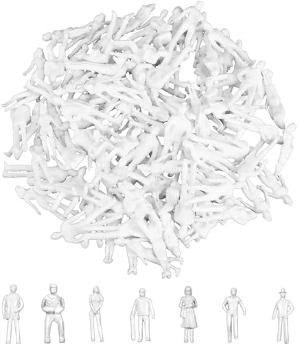 50 figuras modelo blanco sin pintar diferentes figuras de pie transeúntes carril H0 1:50, varias poses de personas en miniatura, personaje para proyecto de planificación arquitectónica