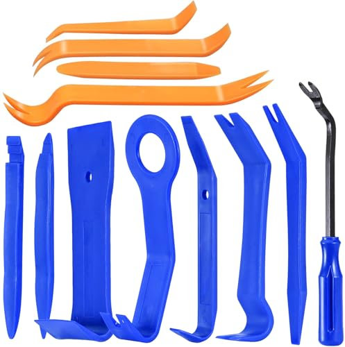 12 Pezzi Kit Smontaggio Plastiche Auto – Strumenti di Leva in Plastica per la Rimozione dei Rivestimenti Interni dell'Auto, Attrezzi Auto per Demolizione e Riparazione