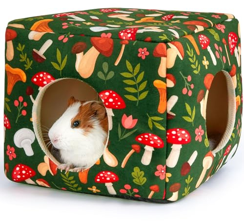 Hedgeink Maison pour Cochon d’Inde à Deux Entrées, Lit Lavable et Douillet pour Lapin, Cachette en Peluche pour Chinchilla, Hamster, Furet et Petits Animaux Chaud et Antidérapant