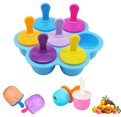 Fengyang® Moules A Glaces, Ice Cream Mould, Mini Moule A Popsicle En Silicone, Popsicle Moules Réutilisable, pour Popsicles, Sorbets Nourriture, Crèmes Glacées (blue)