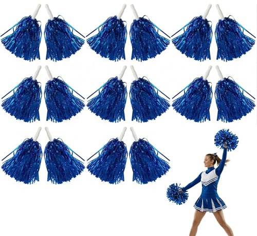 EAVUYIS 16 pezzi pompon da cheerleader colorati con manico per eventi sportivi, gare scolastiche, serate danzanti e rave