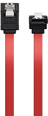 Ewent SATA III 6GB/s Cable - L-Type, 90° 50cm, Red with Metal Clips