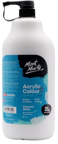 MONT MARTE Discovery School Acrylic, Titanium White, 1/2 Gallon (2 Liter). Ideal for Students and Artists. Excellent Coverage and Fast Drying. Pump Lid Included.