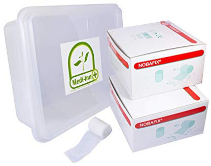 Noba Nobafix elastische Fixierbinden Mullbinden Großverbraucherpackung 4 cm x 4 m 100 Stück + Medi-Inn Aufbewahrungsbox
