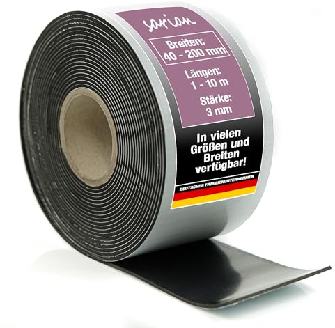 sarian Gummistreifen selbstklebend Stärke 3 mm - NR/SBR viele Größen wählbar 65 Shore einseitige Klebeschicht Klebeband Gummimatte Gummiunterlage Gummi-Matte-Platte Vollgummi Schürfleiste Hartgummi