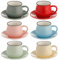 Juego de 6 tazas de porcelana para capuchino con platillos de café y té de 108 ml