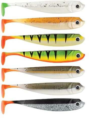 Lieblingsköder Gummifische 10cm - 7 Gummishads, Farbe Lieblingsköder:Firetail Edition